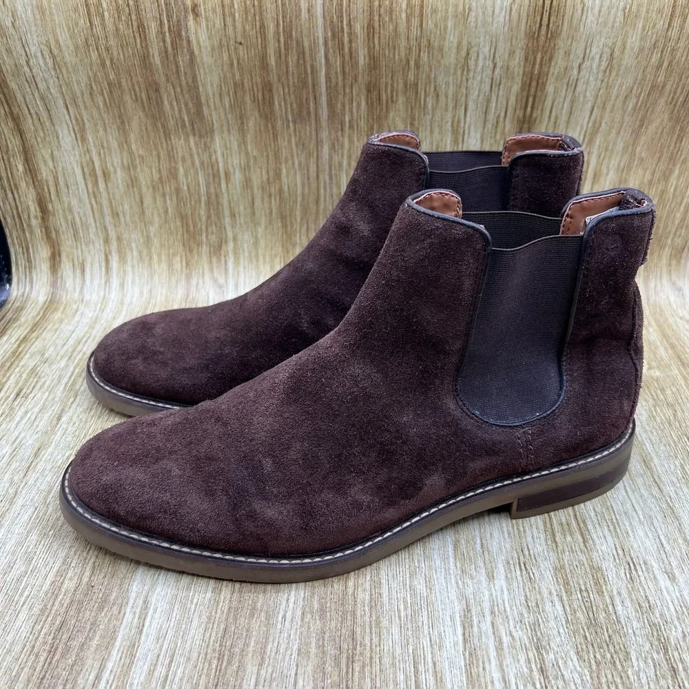Clarks Jaxen Chelsea Boots Men's Size 11.5 Dark Brown Suede Ultimate Comfort